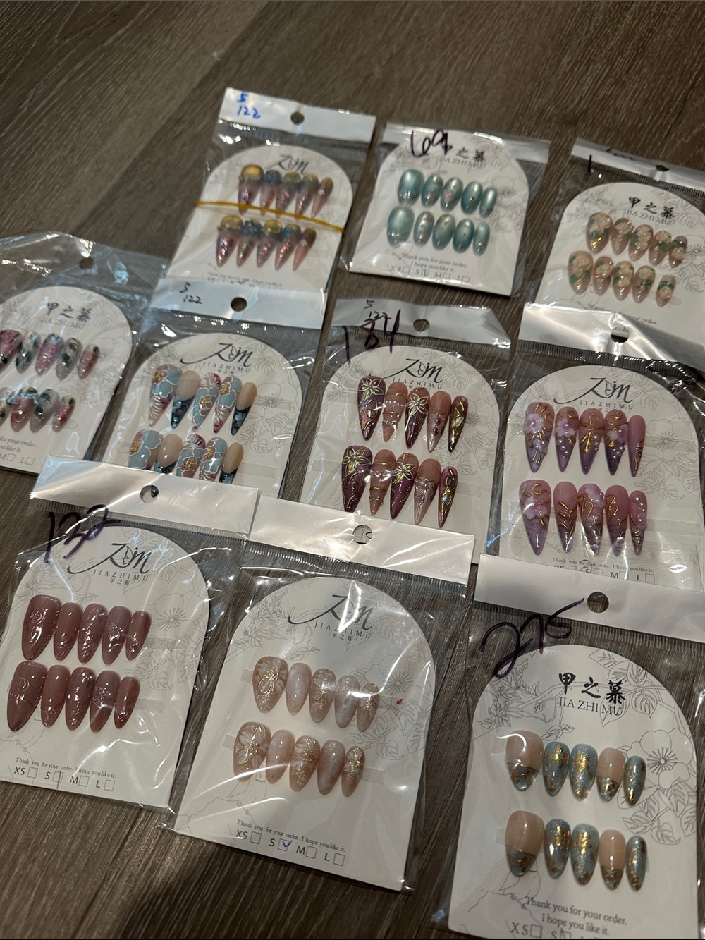Assorted Press-On Nail Sets - Pink, Mauve & Metallic Accents nail bundle jia